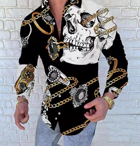 men's casual shirts men 2021 spring skull print shirt fashion trend personality rhines slim long sleeve dress7717641, White;black
men's casual shirts men 2021 spring skull print shirt fashion trend personality rhines slim long sleeve dress7717641, White;black