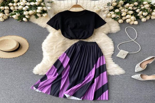 women summer striped high street two piece dress set o neck short sleeve short blouses high waist long pleated skirt suit 2022594557, White
women summer striped high street two piece dress set o neck short sleeve short blouses high waist long pleated skirt suit 2022594557, White