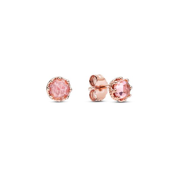 Authentic Pando Ra Pink Sparkling Crown Stud Earrings 925 Sterling Silve Fine Women Earring Compatible European Style Jewelry 288311C01 Earring