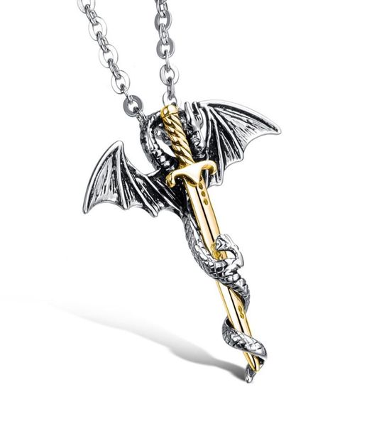 hip hop pendant necklaces super cool evil dragonsword titanium steel personality unique designer jewelry men antique gold color n8685928, Silver
hip hop pendant necklaces super cool evil dragonsword titanium steel personality unique designer jewelry men antique gold color n8685928, Silver