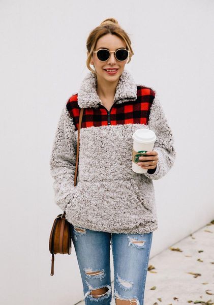 3 colors women winter fall long sleeve fleece hoodie lattice spliced sherpa pullovers sweatshirt vneck zipper sweaters long sleev2075615, Black
3 colors women winter fall long sleeve fleece hoodie lattice spliced sherpa pullovers sweatshirt vneck zipper sweaters long sleev2075615, Black