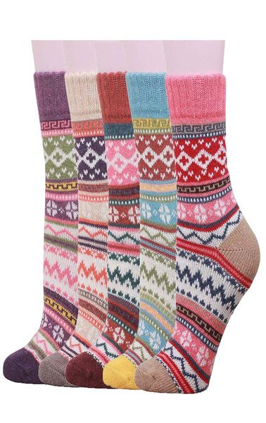 5 pack womens thick warm knit vintage stripe comfort cotton casual wool crew winter socks2233896, Black;white
5 pack womens thick warm knit vintage stripe comfort cotton casual wool crew winter socks2233896, Black;white