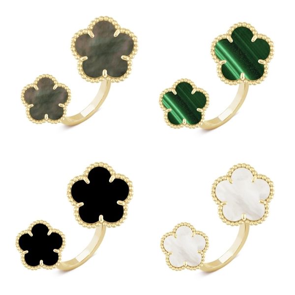 wedding rings fourleaf clover ring 5 leaf wreath brand open 230831, Slivery;golden
