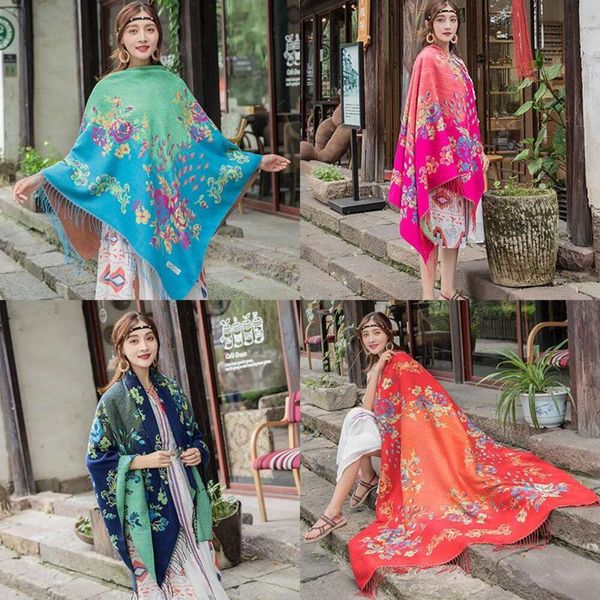 warm tibetan scarf shawl ethnic style large lijiang long female travel winter autumn and cloak, Blue;gray
warm tibetan scarf shawl ethnic style large lijiang long female travel winter autumn and cloak, Blue;gray