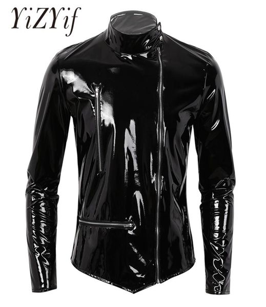 mens jacket coat wet look patent leather coat stand collar long sleeves front zippered motorcycle jacket biker coat punk jackets t6183062, Black;brown
mens jacket coat wet look patent leather coat stand collar long sleeves front zippered motorcycle jacket biker coat punk jackets t6183062, Black;brown
