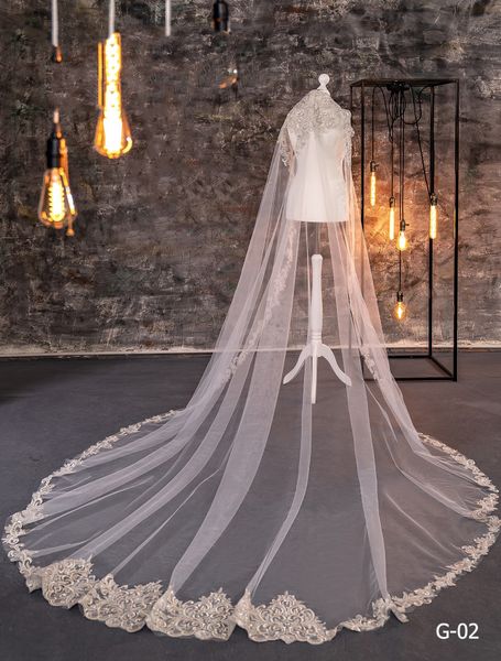 elegant new bridal veils appliques 3m long lace cathedral length tulle wedding veils vestido de noiva, Black
elegant new bridal veils appliques 3m long lace cathedral length tulle wedding veils vestido de noiva, Black