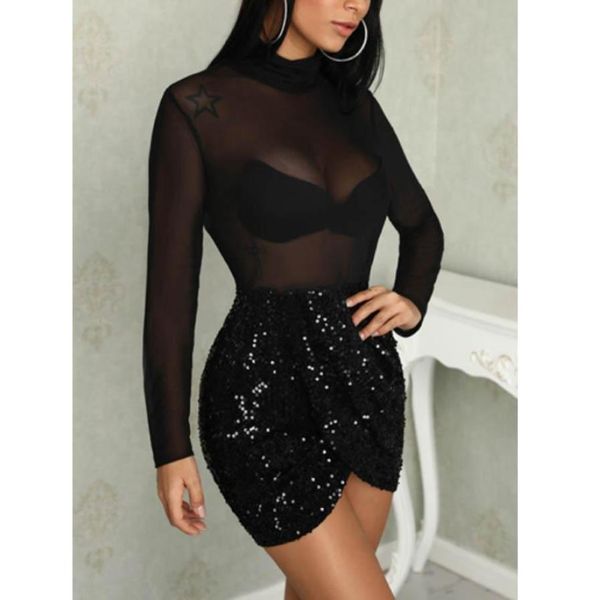 hirigin summer women seethrough mesh long sleeve turtleneck sequins bandage black short mini dress night club wear casua9539125, Black;gray
hirigin summer women seethrough mesh long sleeve turtleneck sequins bandage black short mini dress night club wear casua9539125, Black;gray
