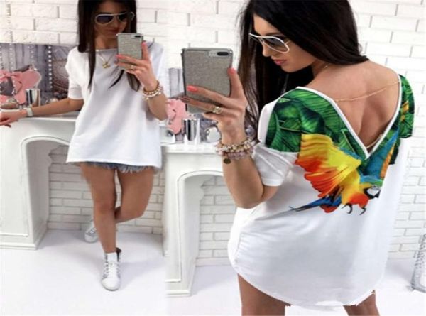 printed deep v open back raglan sve long women039s tshirt skirt3362858, White