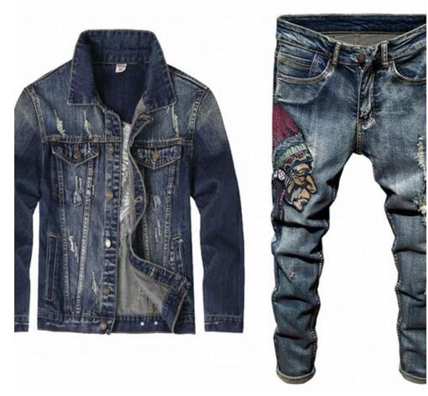 spring fashion men039s sets vintage embroidery punk style long sleeve campera hombre hole ripped denim pants man suit6790591, Gray
spring fashion men039s sets vintage embroidery punk style long sleeve campera hombre hole ripped denim pants man suit6790591, Gray