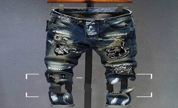 european style individual jeans men039s fashion embroidery ripped street hiphop vintage trend men039s hair stylist pants4234356, Blue
european style individual jeans men039s fashion embroidery ripped street hiphop vintage trend men039s hair stylist pants4234356, Blue