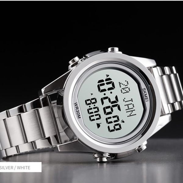 men watches for muslim islamic sport digital wristwatch waterproof chronograph luminous display electronic watch male skmei230w, Slivery;brown
men watches for muslim islamic sport digital wristwatch waterproof chronograph luminous display electronic watch male skmei230w, Slivery;brown