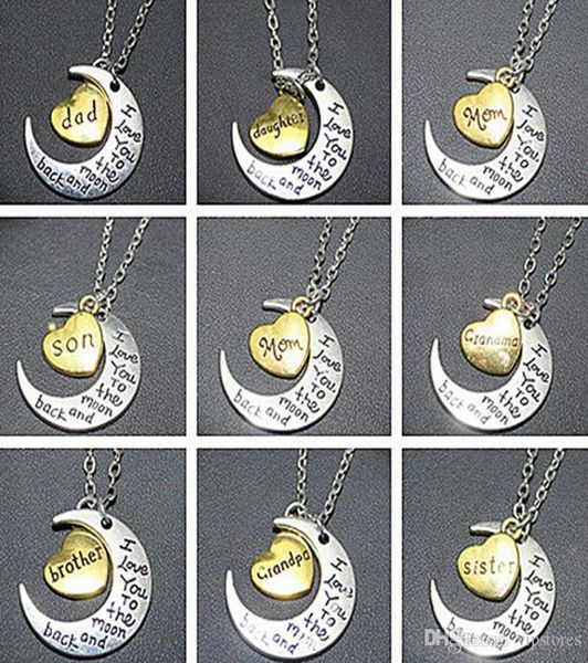mixed order moon heart necklace pendant i love you to the moon and back pendants necklaces dad mom brother sister charm necklace g3205885, Silver
mixed order moon heart necklace pendant i love you to the moon and back pendants necklaces dad mom brother sister charm necklace g3205885, Silver