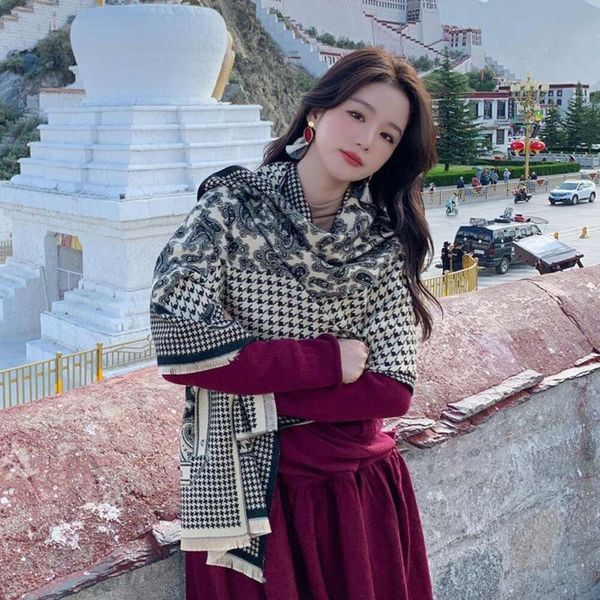 autumn and winter houndstooth scarf womens korean imitation cashmere short tasseled shawl long thickened, Blue;gray
autumn and winter houndstooth scarf womens korean imitation cashmere short tasseled shawl long thickened, Blue;gray