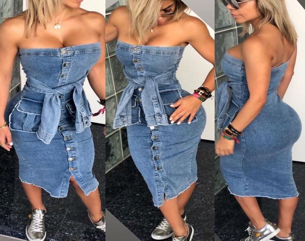 denim vintage strapless midi dress 2019 woman button bodycon denim dress sleeveless off shoulder ladie elegant dress bandage femal8679923, Black
denim vintage strapless midi dress 2019 woman button bodycon denim dress sleeveless off shoulder ladie elegant dress bandage femal8679923, Black