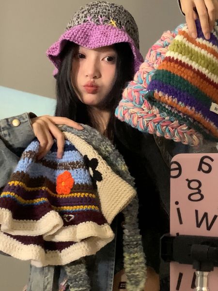 autumn knitted wool cap ladies colorful plaid basin hat fisherman hat slochy cute pile hat warm cold hat everything, Blue;gray
autumn knitted wool cap ladies colorful plaid basin hat fisherman hat slochy cute pile hat warm cold hat everything, Blue;gray