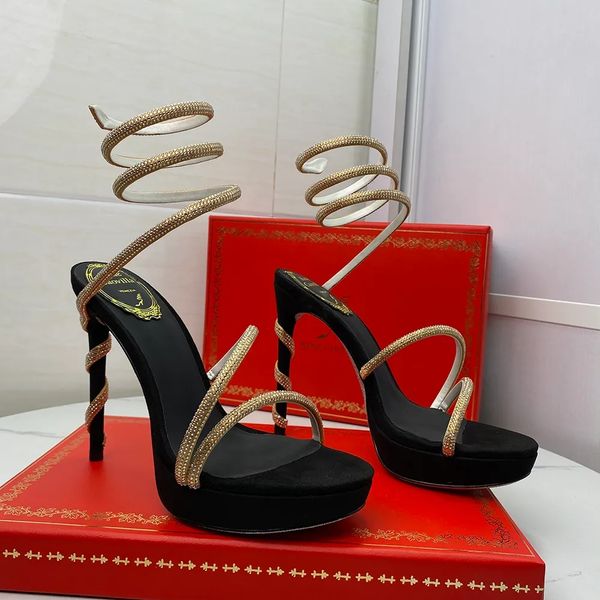 2023 platform sandals womens dress shoes high heeled ankle wraparound shoe embellished snake strass stiletto120mm luxury designers crystal c, Black
2023 platform sandals womens dress shoes high heeled ankle wraparound shoe embellished snake strass stiletto120mm luxury designers crystal c, Black
