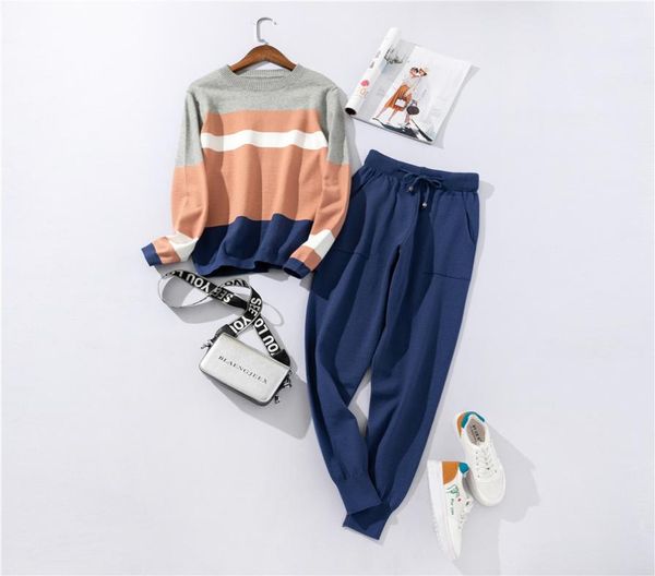 two piece dress autumn and winter fashion casual women039s knit sweater pants suit sportswear color strip stitching wool8541710, White
two piece dress autumn and winter fashion casual women039s knit sweater pants suit sportswear color strip stitching wool8541710, White