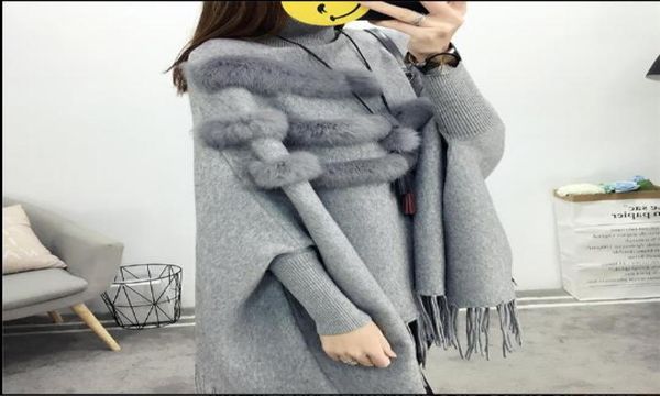 pull spring and winter women high collar real fur cloak pullover lady bat sleeves tassel poncho sweater knitwear e9539633307, White;black
pull spring and winter women high collar real fur cloak pullover lady bat sleeves tassel poncho sweater knitwear e9539633307, White;black
