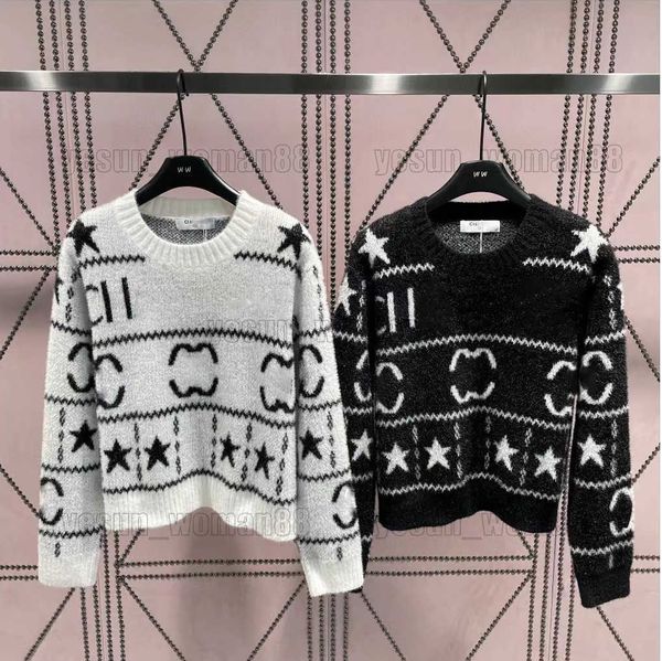 woman sweater designer luxury channel classic plush fashion jacquard five-pointed star round neck long sleeves casual coat, White;black
woman sweater designer luxury channel classic plush fashion jacquard five-pointed star round neck long sleeves casual coat, White;black