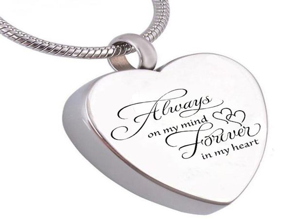 fashion stainless steel jewelry always on my mind forever in my heart cremation urn jewelry heart memorial ash keepsake necklace6867516, Silver
fashion stainless steel jewelry always on my mind forever in my heart cremation urn jewelry heart memorial ash keepsake necklace6867516, Silver