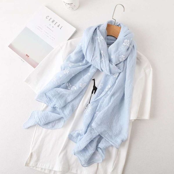 the fashionable cotton and linen garden scarf womens literary sweet flower sunblock autumn travel shawl thin, Blue;gray
the fashionable cotton and linen garden scarf womens literary sweet flower sunblock autumn travel shawl thin, Blue;gray