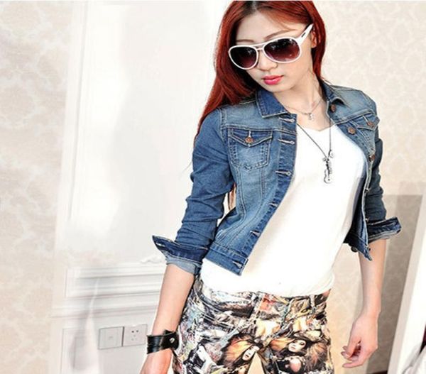 women long sleeve coat slim denim short casual jean jacket outerwear9872135, Black;brown
women long sleeve coat slim denim short casual jean jacket outerwear9872135, Black;brown
