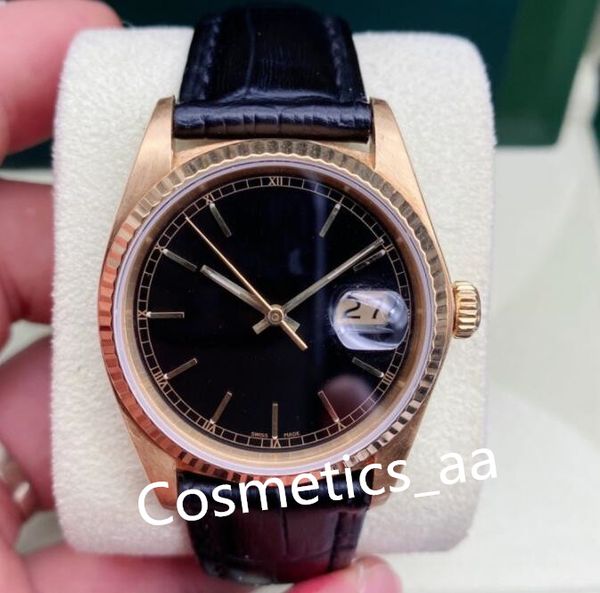 classic mens watches watch calendar 16018 40mm mechanical sapphire mirror black dial yellow gold steel bezel leather strap waterproof origin, Slivery;brown
classic mens watches watch calendar 16018 40mm mechanical sapphire mirror black dial yellow gold steel bezel leather strap waterproof origin, Slivery;brown