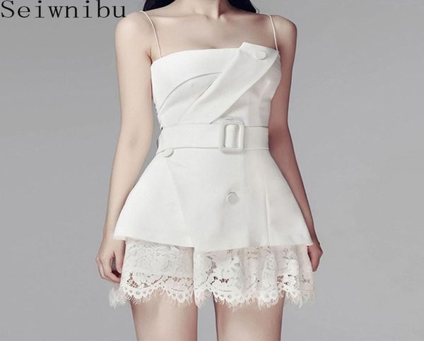 2020 summer new spaghetti strap bandeau sashes buckles lady button two-piece set lace shorts suit for women 8991419, White
2020 summer new spaghetti strap bandeau sashes buckles lady button two-piece set lace shorts suit for women 8991419, White