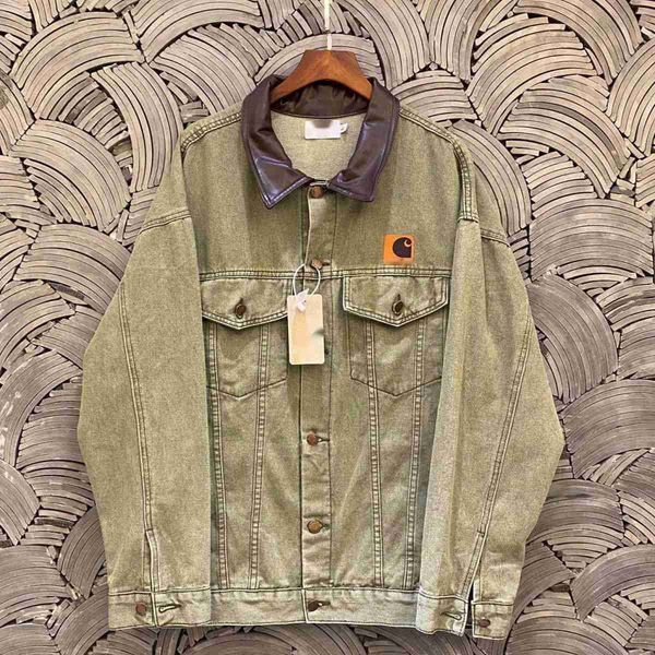 american ootd men women denim jackets logo embroidered denim coat carhart designer jacket leather collar vintage work style jacket, Black;brown
american ootd men women denim jackets logo embroidered denim coat carhart designer jacket leather collar vintage work style jacket, Black;brown