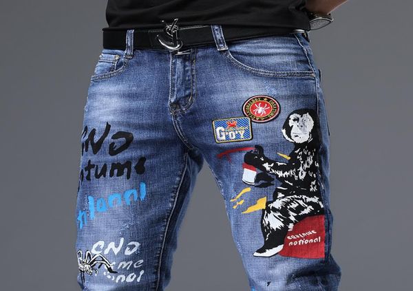 mens more badge washed luxury jeans fashion designer sreetwear slim fit painted biker denim pants trousers big size4344010, Blue
mens more badge washed luxury jeans fashion designer sreetwear slim fit painted biker denim pants trousers big size4344010, Blue