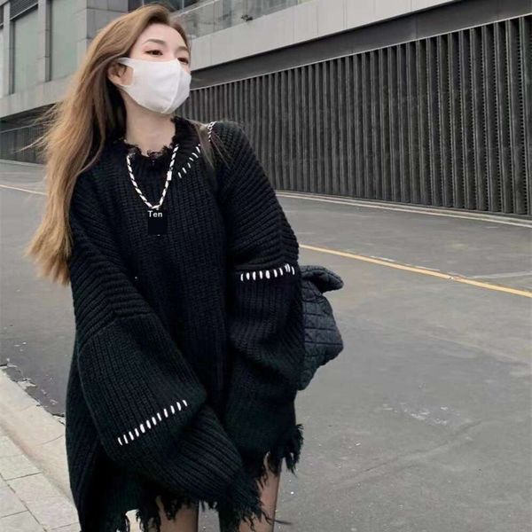 autumn and winter korean sweater loose lazy wind hole personality tide design sense pullover thick for women, White;black
autumn and winter korean sweater loose lazy wind hole personality tide design sense pullover thick for women, White;black