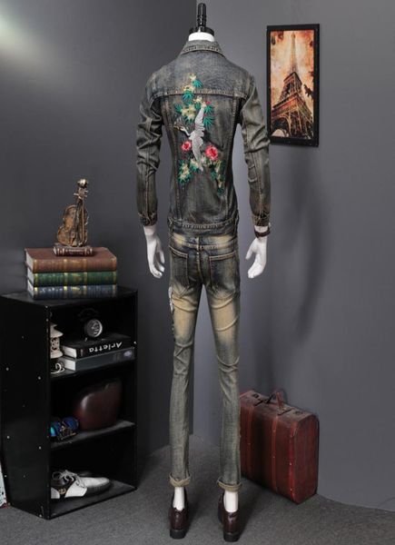 retro blue tracksuit spring autumn embroidered crane men039s 2pcs jeans sets fashion slim fit denim jacket and stretch pants9593548, Gray
retro blue tracksuit spring autumn embroidered crane men039s 2pcs jeans sets fashion slim fit denim jacket and stretch pants9593548, Gray