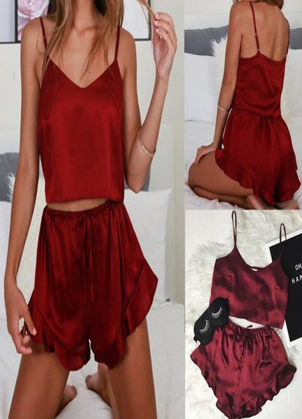 summer women pajamas sets new summer silk sleeveless crop pijamas sleepwear deep v sling lingerie set sxl3262013, Black;red
summer women pajamas sets new summer silk sleeveless crop pijamas sleepwear deep v sling lingerie set sxl3262013, Black;red