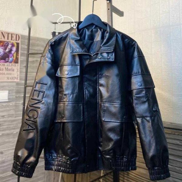 

punk motorcycle jacket men women leather jackets bb designer jacket embroidered zipper leather coats fashion trench coat men's baseball, Black;brown