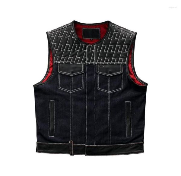 men039s vests soa men39s leather and denim motorcycle biker vest genuine cowhide sleeveless jackets embroidery punk rock wai1258961, Black;white
men039s vests soa men39s leather and denim motorcycle biker vest genuine cowhide sleeveless jackets embroidery punk rock wai1258961, Black;white