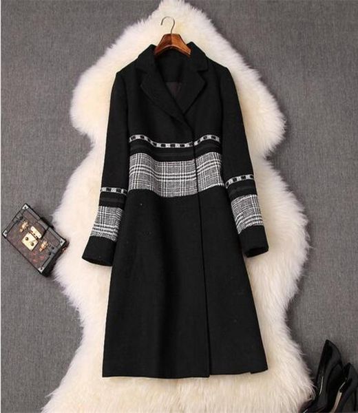 fashion winter woolen coat women designers turn down collar diamonds plaid patchwork long woolen jackets overcoat outerwear5132810, Black
fashion winter woolen coat women designers turn down collar diamonds plaid patchwork long woolen jackets overcoat outerwear5132810, Black