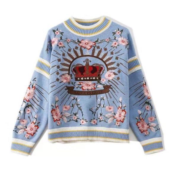 women crown flower sweater luxury designer floral embroidered womens sweaters loose pull femme jumper winter fall jumpers love gif3518710, White;black
women crown flower sweater luxury designer floral embroidered womens sweaters loose pull femme jumper winter fall jumpers love gif3518710, White;black