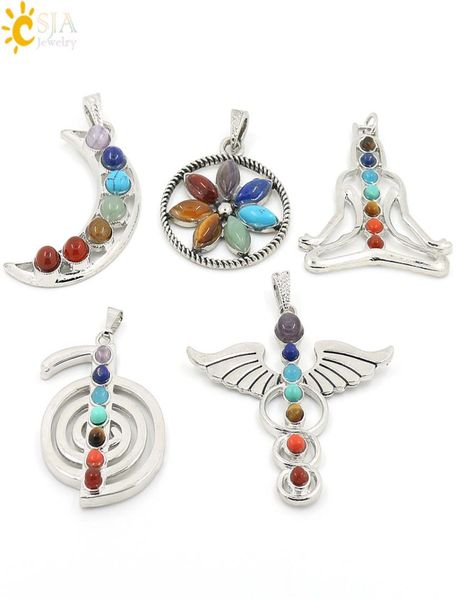 csja chakras natural stone pendant angel wings health amulet fashion 7 reiki yoga jewelry necklace pendants boy girl gifts mix cha9981512, Bronze;silver
csja chakras natural stone pendant angel wings health amulet fashion 7 reiki yoga jewelry necklace pendants boy girl gifts mix cha9981512, Bronze;silver