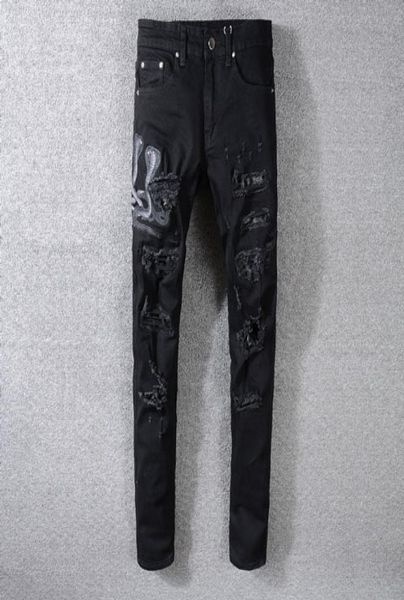 american street style fashion men039s jeans slim fit snake embroidery punk ripped designer streetwear hip hop16100524, Blue
american street style fashion men039s jeans slim fit snake embroidery punk ripped designer streetwear hip hop16100524, Blue