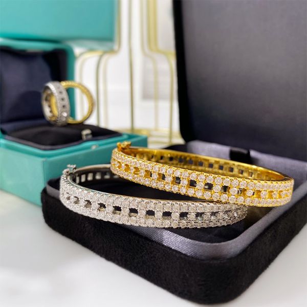new designed t letter 925 silver full diamonds bracelet women bangle designer jewelry t7658898, Black
new designed t letter 925 silver full diamonds bracelet women bangle designer jewelry t7658898, Black