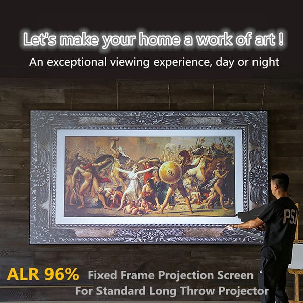 Image of 2.35:1 Ambient Light Rejecting ALR Fixed Frame Projector Screen High Contrast Gray ALR Capable Projection Screen