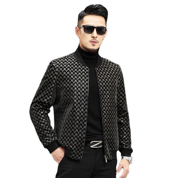 men's leather faux natural genuine sheep jacket short spring and autumn baseball uniform slimfitting biker 230831, Black
men's leather faux natural genuine sheep jacket short spring and autumn baseball uniform slimfitting biker 230831, Black