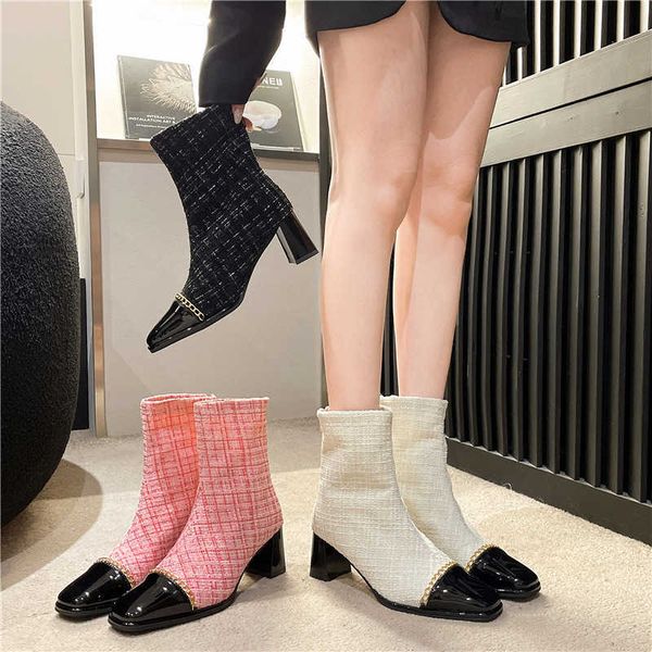 high heel short boots women's autumn new fashion temperament chain color matching french square headed women show slim weight 230830, Black
high heel short boots women's autumn new fashion temperament chain color matching french square headed women show slim weight 230830, Black