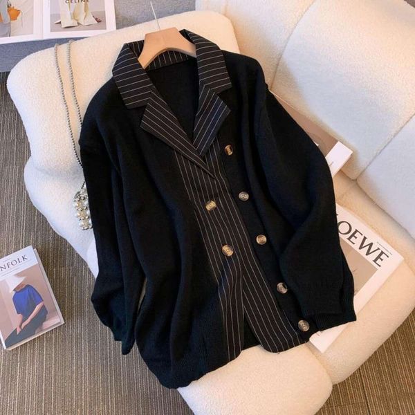 autumn cardigan sweater womens fake two piece suit lazy wind fat sister covers flesh and looks thin, White;black
autumn cardigan sweater womens fake two piece suit lazy wind fat sister covers flesh and looks thin, White;black