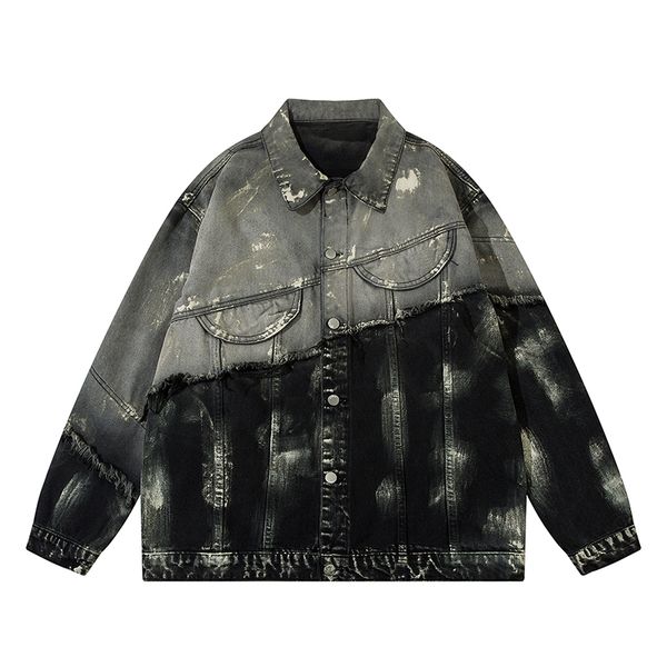 gradient dyed patcgwork hip hop casual jackets oversized denim outwear clothes, Black;brown
gradient dyed patcgwork hip hop casual jackets oversized denim outwear clothes, Black;brown