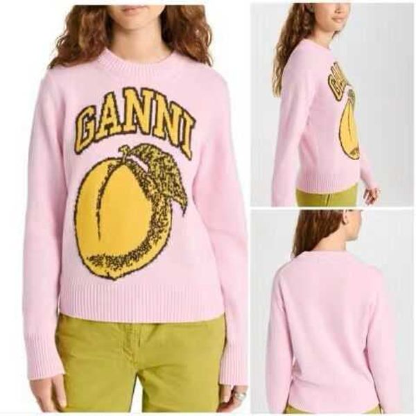 womens designer ganni 23ss pullover sweater autumn and winter new peach pattern round neck pullover knitted sweater coat women, White;black
womens designer ganni 23ss pullover sweater autumn and winter new peach pattern round neck pullover knitted sweater coat women, White;black