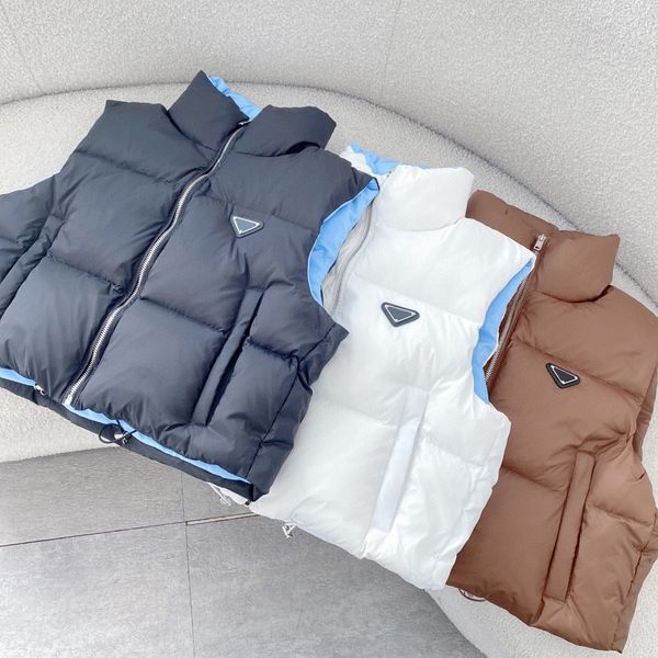 

Womens Down Vest Designer Puffer Jacket Girls Waistcoat Jackets Winter Short Coats Fashion Keep Warm Outerwear Vests with Blue Inner SML, White