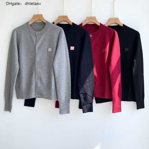 acne simple love embroidery woolen sweater women's breasted round neck knitted sweater cardigan casual long sleeve coat, White;black 
acne simple love embroidery woolen sweater women's breasted round neck knitted sweater cardigan casual long sleeve coat, White;black