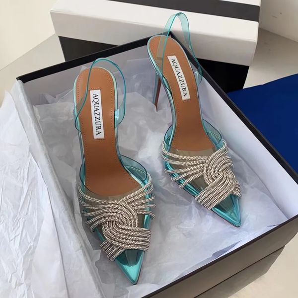rhinestone crystal-embellished sandals aquazzura pvc pumps high heels shoes100mm spool slingbacks women luxurys designers dress evening shoe, Black
rhinestone crystal-embellished sandals aquazzura pvc pumps high heels shoes100mm spool slingbacks women luxurys designers dress evening shoe, Black
