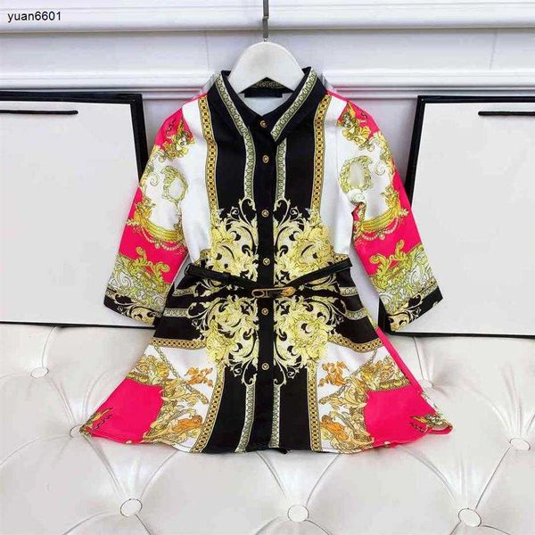 luxury deisgner girls dress fashion belt waist design baby skirt gold flower print kids dresses, Red;yellow
luxury deisgner girls dress fashion belt waist design baby skirt gold flower print kids dresses, Red;yellow